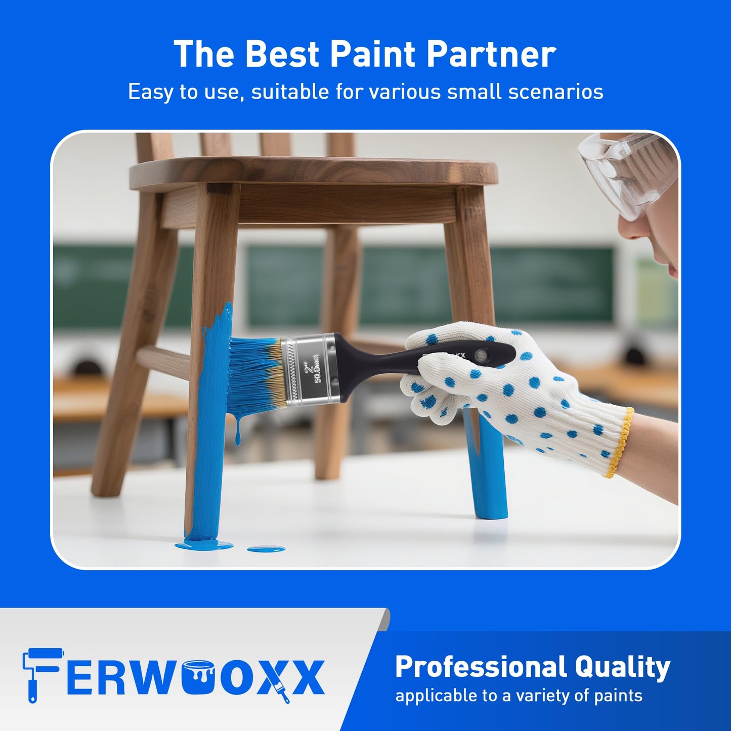 Paint Brushes - 2 Inch Flat and Angle Paint Brush for All Latex and Oil Paints & Stains Paintbrush for Varnish, Paste, Gesso and Limewash(4 Packs)