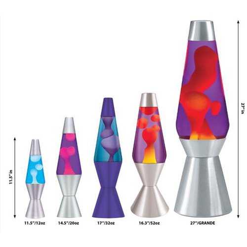 14.5-Inch Silver Base Lava Lamp with Purple Wax in Blue Liquid - 2118