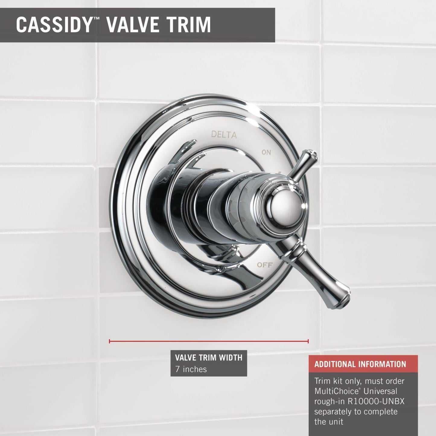 Delta Faucet Cassidy 17 Series Dual-Function Shower Handle Valve Trim Kit, Chrome T17097 (Valve Not Included)