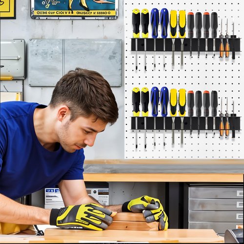 2 Pcs Screwdriver Plier Organizer Wall Mount, Screwdriver Rack, Metal Plier Holder Utility Tool Holder Organizers and Storage Rack for Garage Workshop Workbench Tool Chest Cart