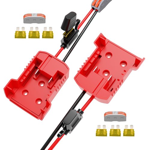 2 Pack Power Wheel Adapter for Milwaukee M18 18V Battery & Replacement Milwaukee Battery,Converter Kit with Fuses & Wire Terminals 12AWG Wire Power Connector for DIY Rc Car Toys Robotics Rc Truck