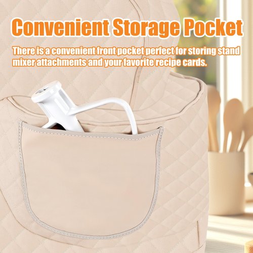 Stand Mixer Cover Compatible with Tilt Head Kitchenaid Mixer with Storage Bag(Khaki)