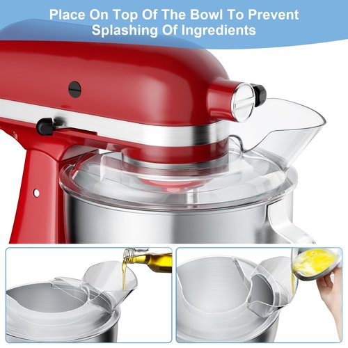 Food-Grade Pouring Shield for KitchenAid 4.5-5QT Mixer Bowl (Stainless Steel, Glass, Ceramic) - Secure Fit Splash Guard for KitchenAid Tilt-Head Stand Mixers and Dishwasher Safe