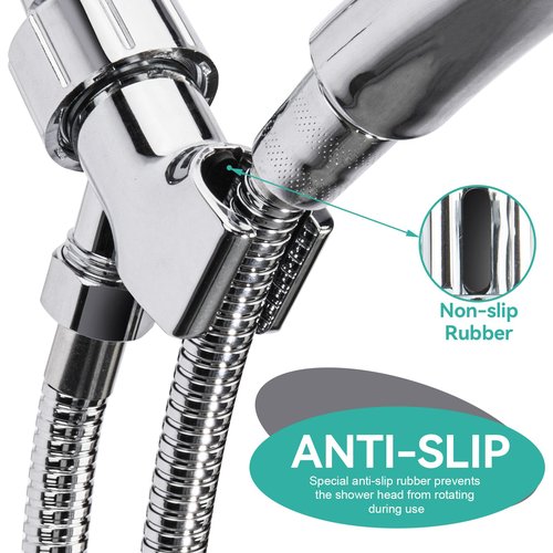 Adjustable Handheld Shower Head Holder and Hose- Premium ABS Bracket- 360 Degree Rotatable Brass Ball：Arm Mount and Hose Connector- Easy Install and Replacement Parts, MAYYAYA (Chrome holder and hose)