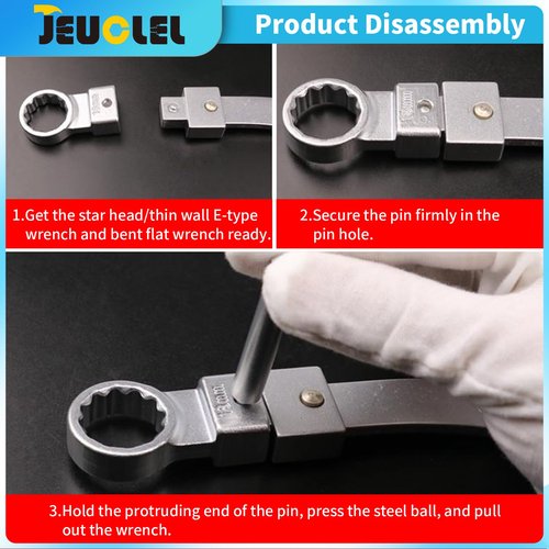 15PCS Universal Auxiliary Idler Belt Tensioner Pulley Removal Tool Kit, 12-Point 12-19mm (0.47"-0.74") Serpentine Belt Tension Pulley Wrench Set, Engine Timing Belt Tensioning Nut Bolt Screw Remover