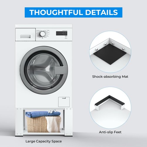 Matalde 28" Washer and Dryer Pedestals Fit 27 and 28 Inch, Laundry Pedestal Stand for Washer and Dryer ,Alloy Steel Washing Machine Stand Raiser, Washer Dryer Pedestal 15.75'' Height White