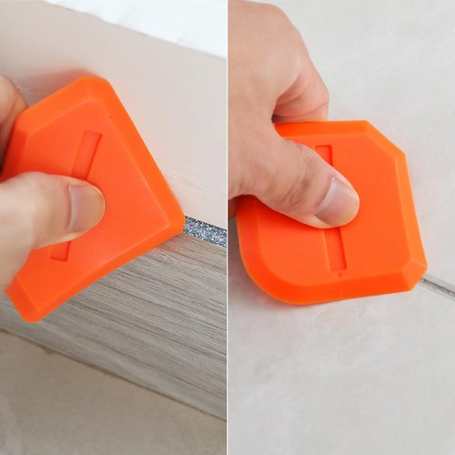 XIYAOXI Silicone Caulking Tools Compatible with Sealant Grout Finishing Sealing 3 Pieces Orange Caulk Tool Kit Caulking Finishing Tools