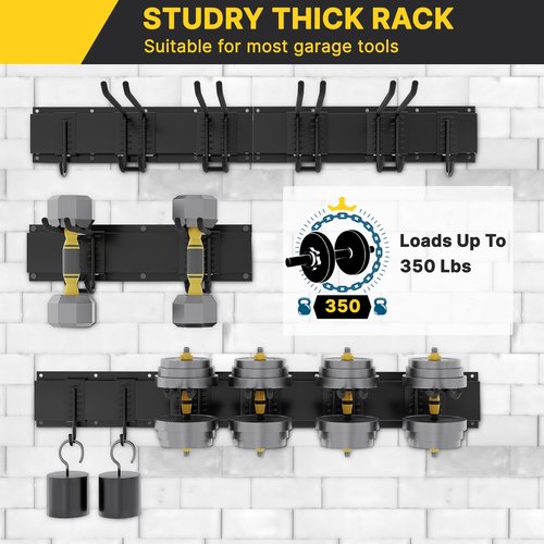 Madertool Garage Storage Organization System Ski Wall Rack, Wall Mounted Storage System, Garden Tool Hanger Rack for Skis Gears, Mop, Rake Shovel Yard Tools Wall Rack System Holds Up to 350lbs