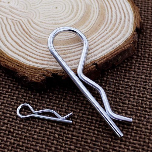 XBDZR 25 Pcs R Shaped Spring Cotter Pins Fastener Assortment Kit, Zinc Plated Steel Retaining Hair Pin for Hitch Pin Lock System - 5 Sizes