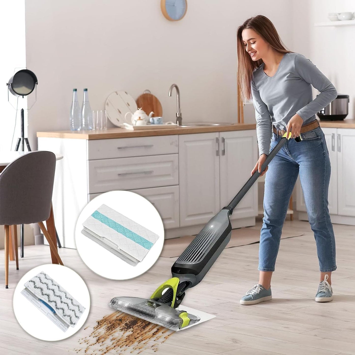 10 Pack Disposable Vacmop Replacement Pads for Shark VACMOP Pro VM252 VM251 VM250 VM200 VM190 VC205 QM250 Vmp30 Vmp10 Vmp16 Models Vacuum Mop Pads Refills for All Hard Floors