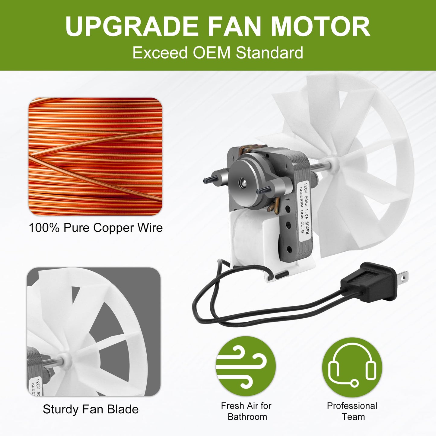 BP27 S97012038 Bathroom Vent Fan Motor and Ceiling Blower Wheel Replacement fit for Nu-Tone Br-oan 663 668 688 659 662 678 50CFM 120V S97012038 Electric Motors Kit by Fetechmate
