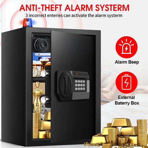 3.0 Cub Large Safes for Home Use Fire and Water Proof, Anti-Theft Digital Security Safe Box with Electronic Keypad and Key, Fire Proof Safe for Home Documents Firearm Medicine Money Valuables
