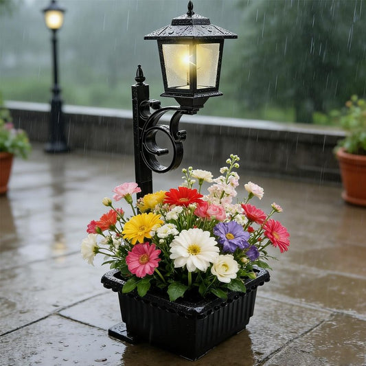 keckaky 2-in-1 Solar Post Light with Planter for Real Or Fake Flowers, 2026 New Solar Lamp Post - Wall Mount Or Freestanding, 3000K Solar Lamps Outdoor Waterproof, for Lawn, Patio, Front/Back Door