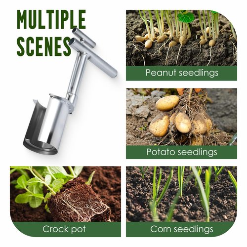Bulb Planter Tool Stainless Steel, 2025 New Garden Seedling Transplanter, Easy Seed & Bulb Planting Tool for Flowers, Vegetables, Fruit Trees, Heavy-Duty Garden Hand Tool (1PC)