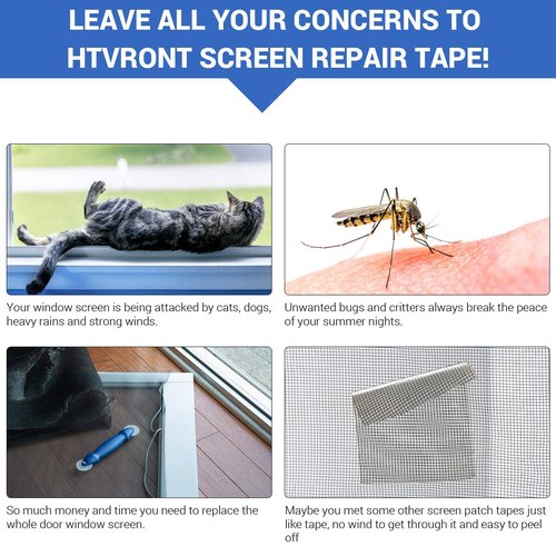 HTVRONT Window Screen Repair Kit Tape: 4inx10FT Screen Patch Repair Kit, Well Ventilated, Strong Adhesive Fiberglass Covering Mesh Tape for Window Door Tears Holes (Black)