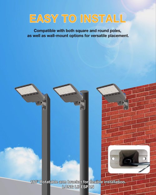 JC-LGL 200W LED Parking Lot Light,28000LM 5000K LED Parking Lot Lights Outdoor, Adjustable Arm Mount,IP65 Waterproof,100-277V Commercial LED Area Security Light for Parking Lot,Stadium,Yard,Roadways