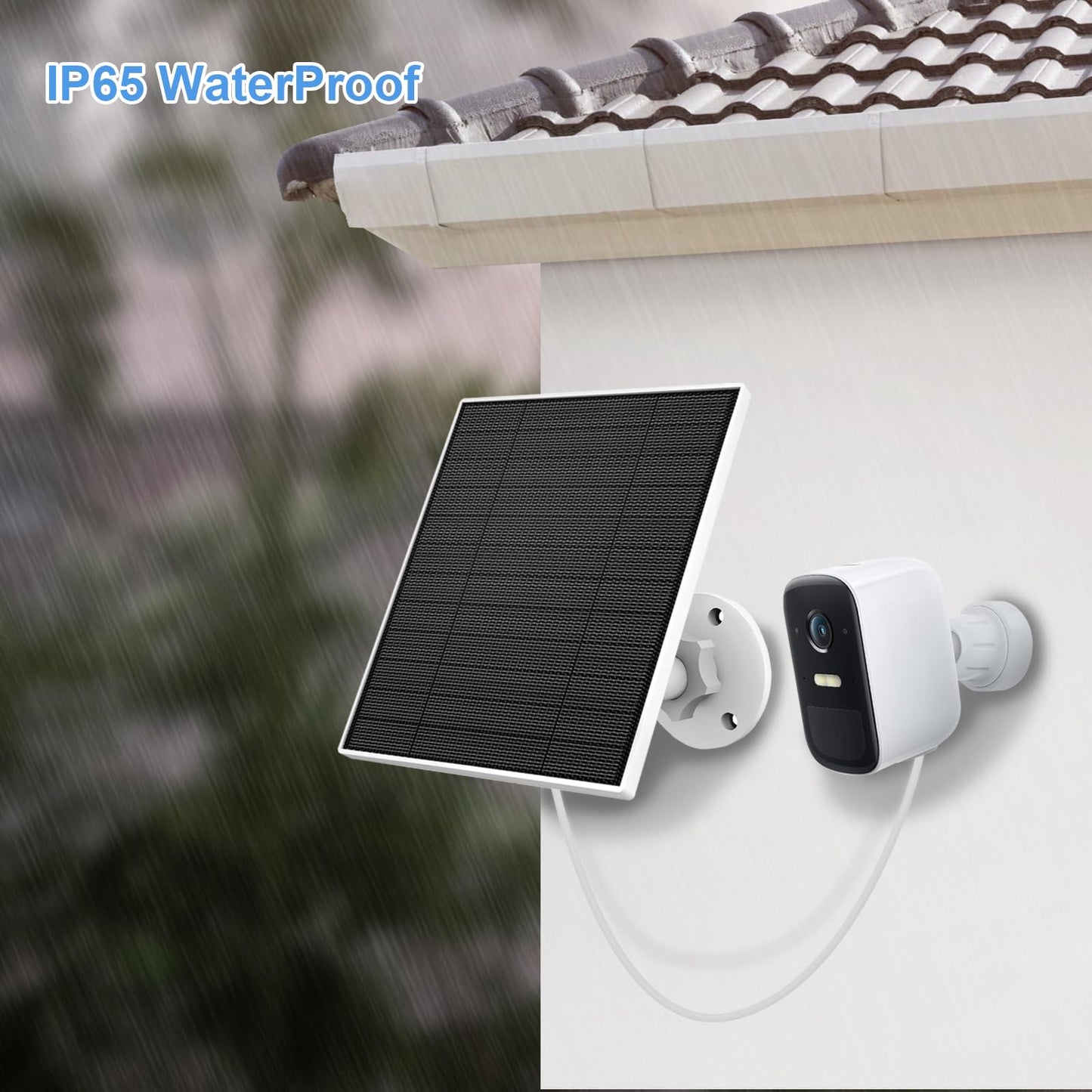 Solar Panel for Eufy Outdoor Camera, 5W Solar Panel Charger Compatible with Eufycam, Continuous Power Supply, 9.8ft Charging Cable, IP65 Waterproof, Adjustable Wall Mount, 1 Pack