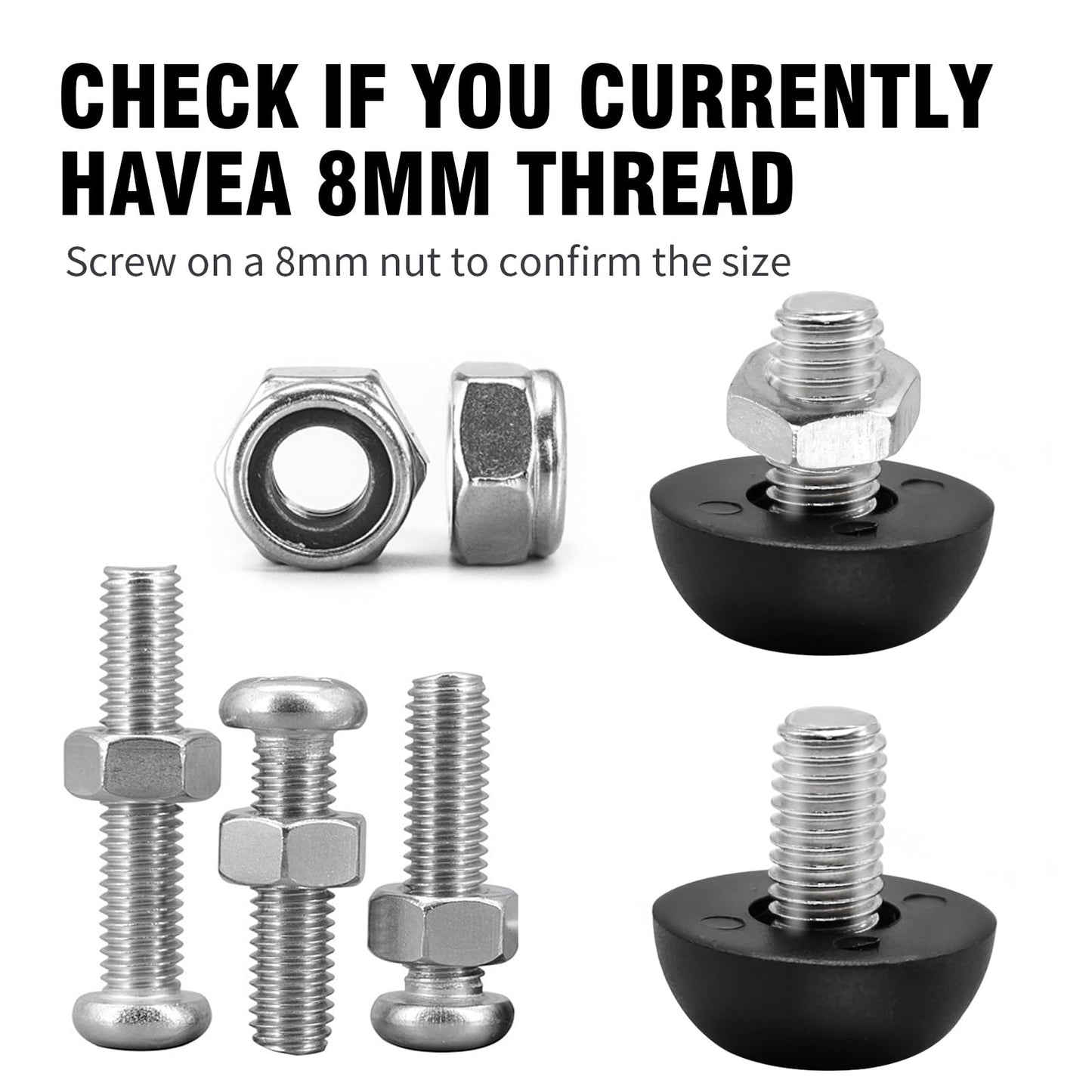 LIDSCURA 24 PCS 8mm x 1.25 M8 Project Adjustable Furniture Leg Leveler, Replacement Outdoor Patio, Stainless Steel Screw-in Leveling Feet Glides