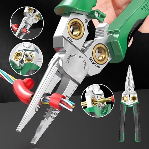 Seese Wire Stripper, 8 in 1 Wire Stripper, Pinzas De Electricidad, Electric Pliers, Pro Multicraft Wire Stripping Tool, Electric Wire Stripping Tool for Cutting and Pulling (Green)