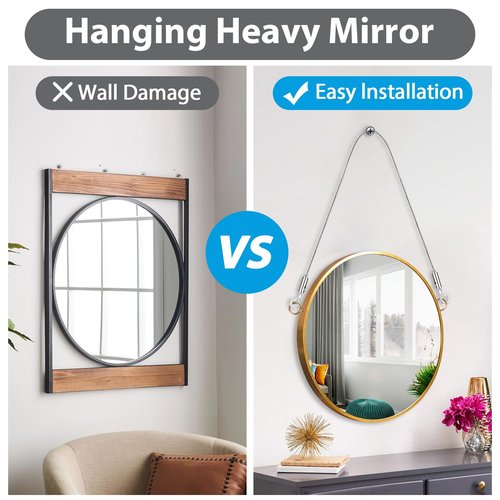 8PCS Adjustable Picture Hanging Wire Kit,Frame,Mirror Hanging Kit,6.6FT Heavy Duty Stainless Steel Rope for Hanging Pictures,Billboards,Basket,Flowerpot,Supports Up to 66lbs