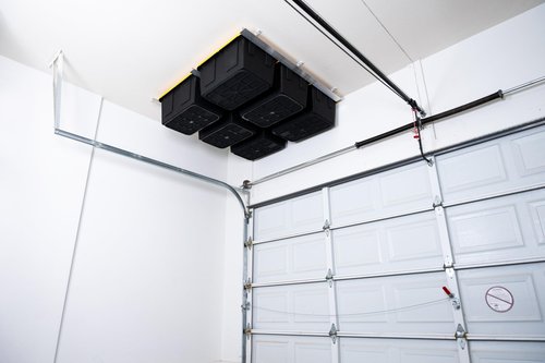 DURA-LIFT Elevate Overhead Slide Bin Gargage Storage System, Holds Up to 6 Totes with Adjustable Heavy Duty Aluminum Rails For Organization - 270 LBS Weight Capacity