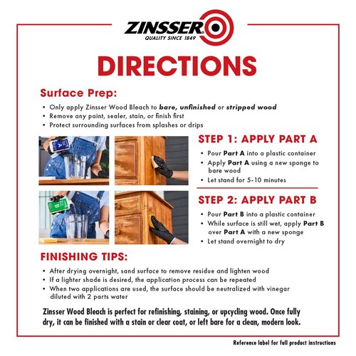 Zinsser 300451 Wood Bleach, Part A and B, 8 Ounce (Pack of 2)