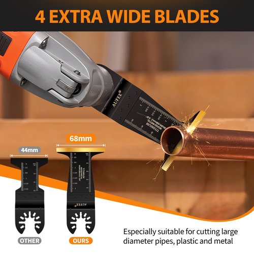 30PCS Oscillating Tool Blade, Professional Universal Titanium Multitool Blades for Wood Plastics Metal Nails, Quick Release Durable Multi Tool Blades Kits Fit Dewalt Milwaukee Ryobi Craftsman