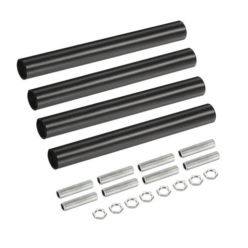MECCANIXITY Threaded Extension Rod, 3.94" Lamp Pipe with Connector Light Fixture Parts for Pendant Light Island Lighting Chandeliers Stems, Black 4 Set