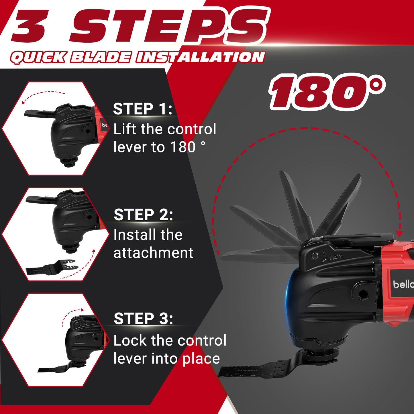 Cordless Oscillating Multi Tool Compatible with Milwaukee 18V Battery(Battery Not Included), Brushless Motor Oscillating Power Tools, 6 Variable Speeds, 23-Piece Kit for Cutting, Sanding, Scraping