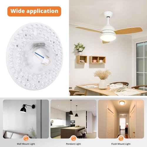 Oreilet 4.92in LED Ceiling Fan Light Replacement, 18W Round Ceiling Fan Light Panel with 3CCT 3000K 4000K 6000K, 3 Color Dimmable, Light Engine Retrofit Kit for CeilingFlush (120V)
