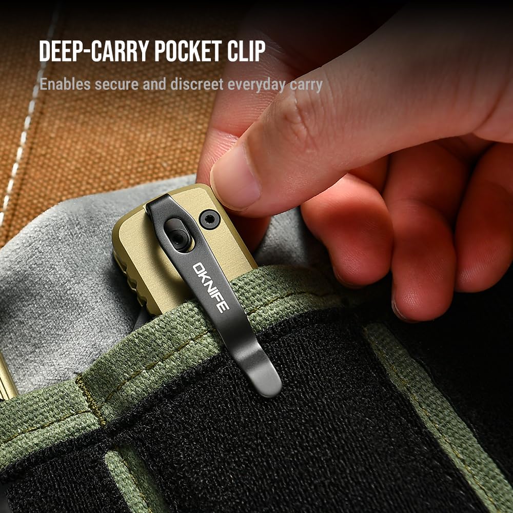 OKNIFE U1 Ultra Pocket Folding Utility Knife with Ceramic Blade, Lightweight O-Aluminum Handle Box Cutter with Clip, Button Lock Pocket Knife for Men Women (Olive Green)