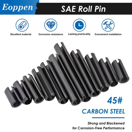 Eoppen 230Pcs SAE Roll Pin Assortment Set - Slotted Spring Pins Steel Split Expansion Pin 10 Sizes 1/16 5/64 3/32 1/8 5/32 3/16 7/32 1/4 5/16 3/8 Inch for Home Improvement Automotive Repair