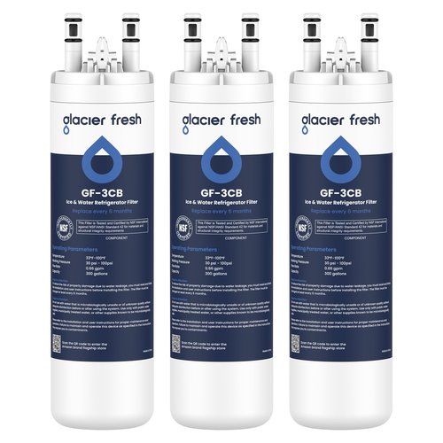 GLACIER FRESH WF3CB Water Filter Replacement for Frigidaire WF3CB, PureSource 3, 706465, 242086201, 242069601, AP4567491, WF425, Pack of 3