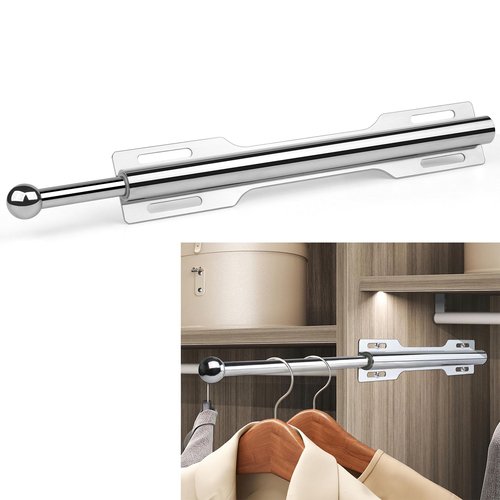 LOMILD Closet Valet Rod Slide Out, Closet Pull Out Rod for Bedroom Laundry Room Bathroom, Silver