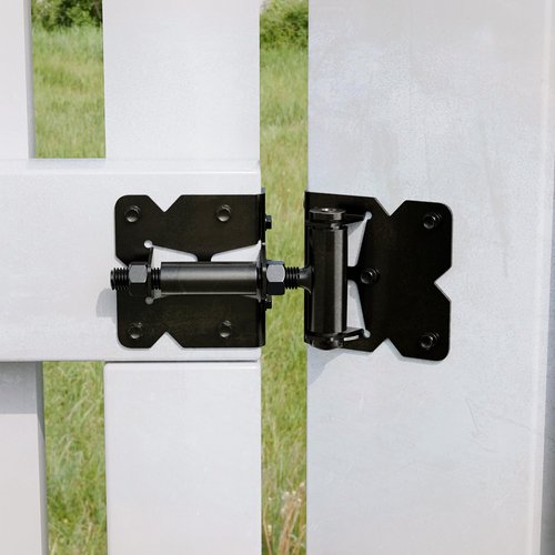KABMOZ Gate Hinges,Durable Carbon Steel Material,Suitable Apply Wooden/Vinyl/PVC Fences,Garage Self Closing Door Heavy Duty Fence Hardware Partne,with Lnstallation Screws,Black,2*Hinge (Carbon Steel)