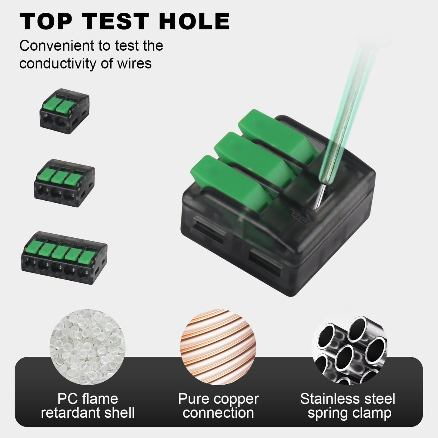 Avarbuvo 70 PCS Lever Wire Connectors, Quick Electrical Wire Splice Connectors Push-in, 2/3/5 Conductor Combination Kit, Cyan Transparent Shell, 24-12 AWG