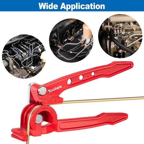 Toolwiz Pipe Bender 3-in-1 Manual Tube Bender for 1/4'' 5/16'' 3/8'' Tubing 0-180 Degrees Heavy Duty Brake Line Bending Tool for Copper Brass and Aluminum Pipes