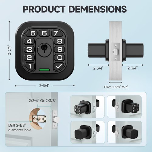 Richelock Fingerprint Door knob, Smart Biometric Door Lock with Keypad, Keyless Entry Code Door Knob, Waterproof & Weatherproof, Auto Lock,Voice Navigation, for Bedroom, Gate,Office