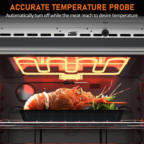 GustoWave 30 Inch Wall Oven Single Wall Ovens, 4.8 Cu. Ft. Electric Built-In Convection Oven, 3800W Broil Bake Roast Function Range, Touch Control, LED Display, Timer, Safety Lock