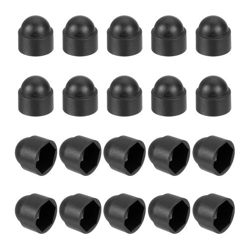 uxcell Nut Protection Cap, 20Pcs M10x17x20mm - Plastic Hexagonal Screw Protection Cap, Dome Acorn Hex Head Bolt Covers, Waterproof Decorative Cap (Black)
