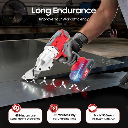 21V Sheet Metal Cutter Scissor Electric Metal Shear Heavy Duty Tin Snips Cutting Tool Cordless Drill Attachment for Cutting Iron Stainless Cardboard Aluminum