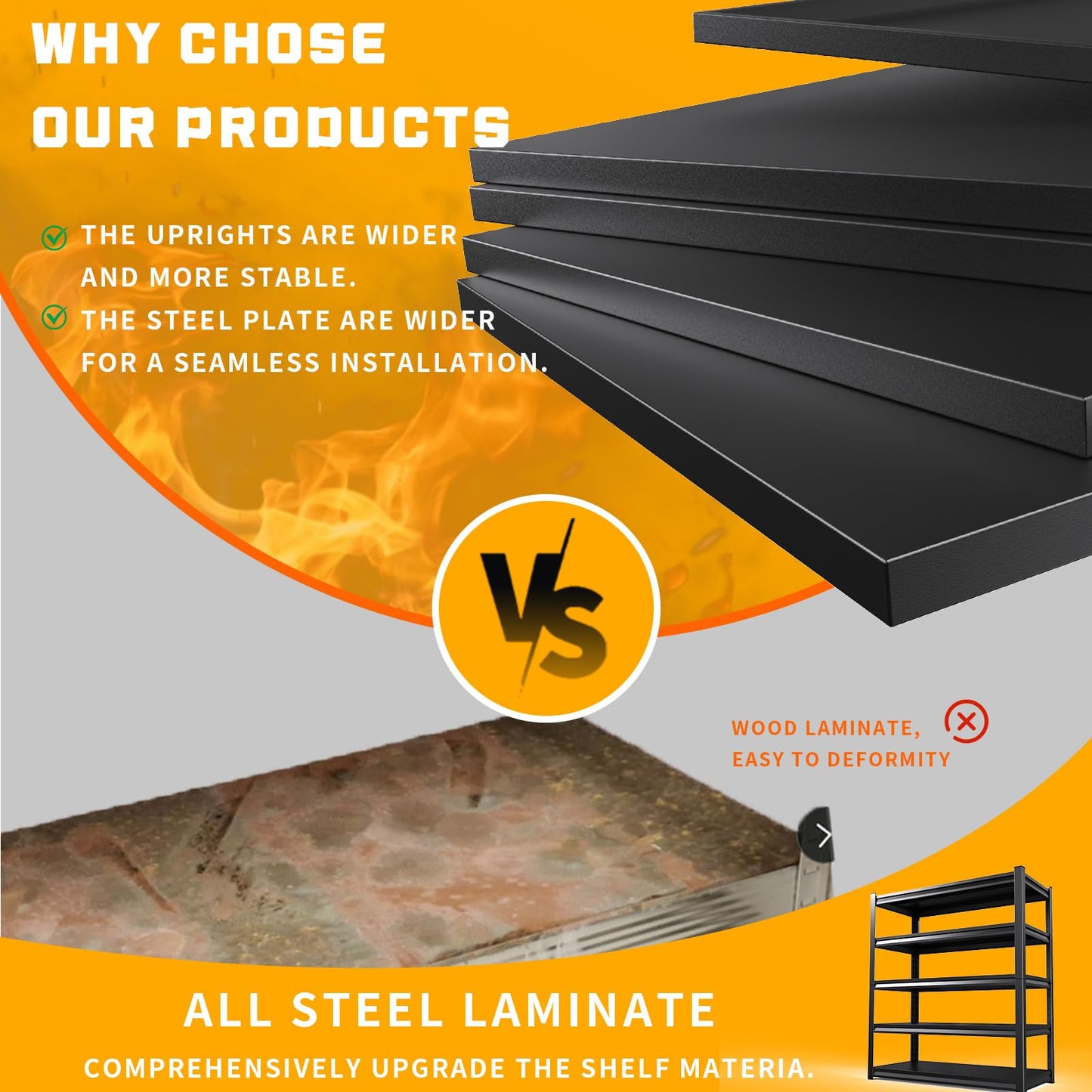 LLIIFFEE Garage Shelving Metal Shelf Heavy Duty Storage Shelves Industrial Shelving 5 Tier Adjustable Shelves Storage Rack Utility Shelves for Garage, Warehouse, Basement (20" D x 46" W x 93" H)