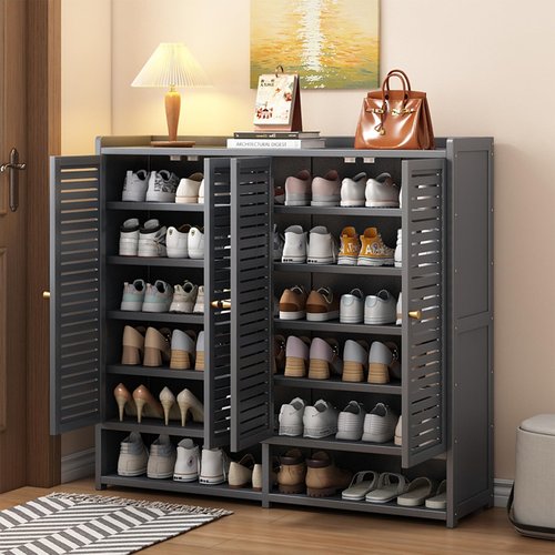JOIHGA 8-Tier Shoe Storage Cabinet for Entryway, 36-40 Pairs Large Capacity Shoe Cabinet with Acrylic Door, Freestangding Shoe Rack Organizer with Adjustable Shelf for Closet, Hallway, Living Room