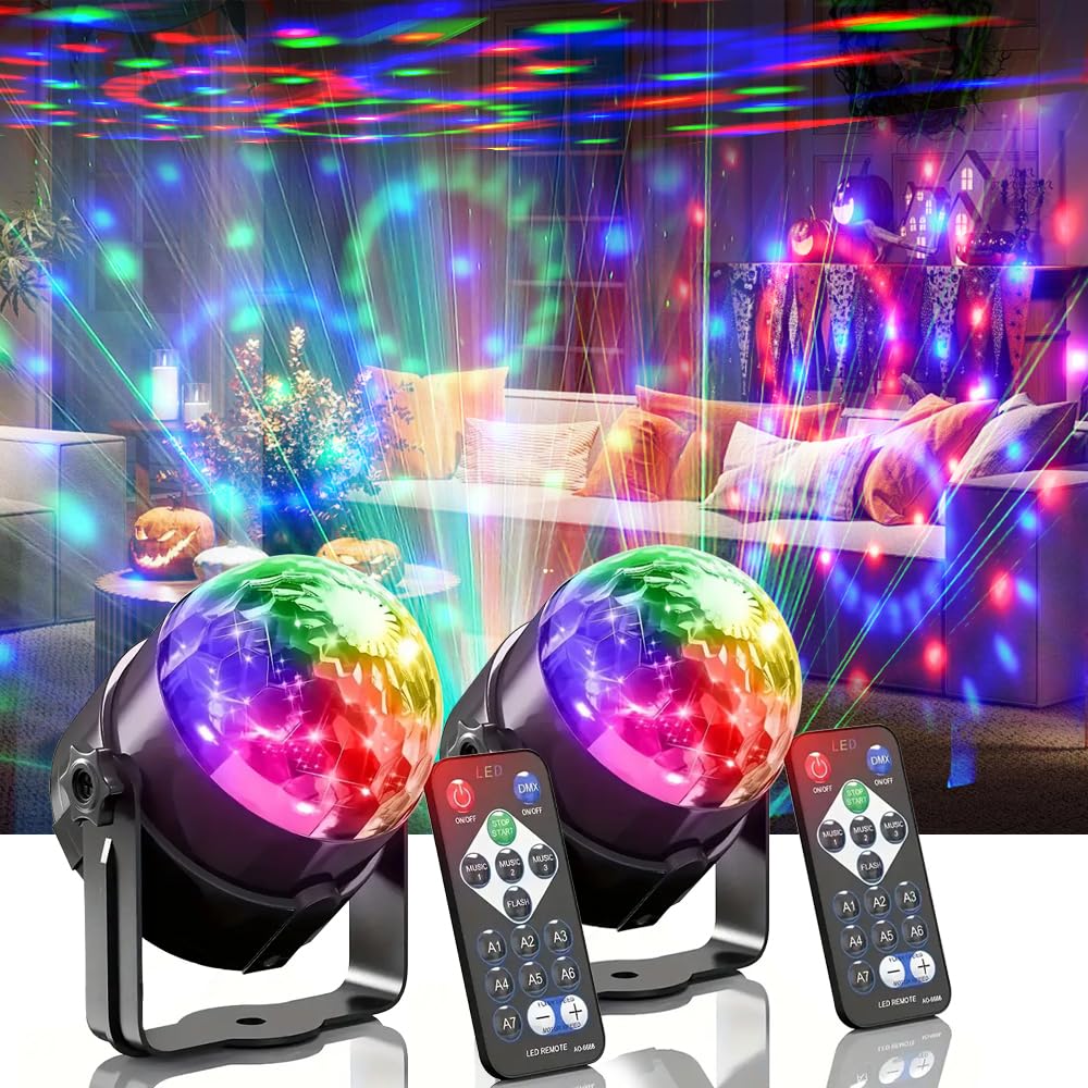 Yiixuyo - 2-Piece Set of Party Lights, Voice Controlled Flash with Remote Control, Disco Ball Lights, DJ Strobe Lamp, Wedding Bars, KTV Karaoke/New Year's Eve Halloween Christmas Decorations. ﻿