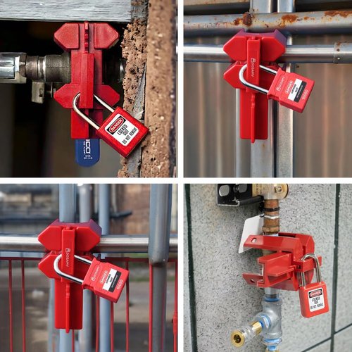 SOSAMV Ball Valve Lockout Device with Padlock for 1/2"-2-1/2" Outside Diameter Pipe - Water Valve Lock, Lock Out Tag Out, Highly Resistant to Cracks & Abrasion.