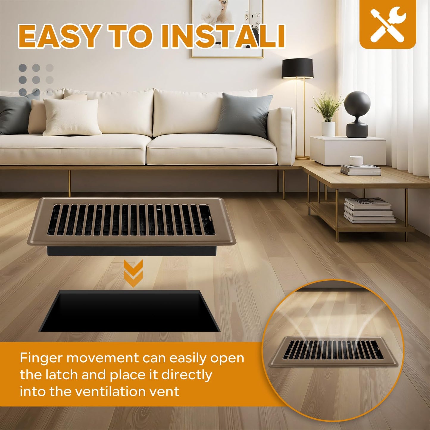 Floor Register 4x10, 12 Pack Brown Floor Vent Covers for Home Floor Heavy Duty Steel Walkable Floor Vents Air Vent Covers for Sidewall and Floor
