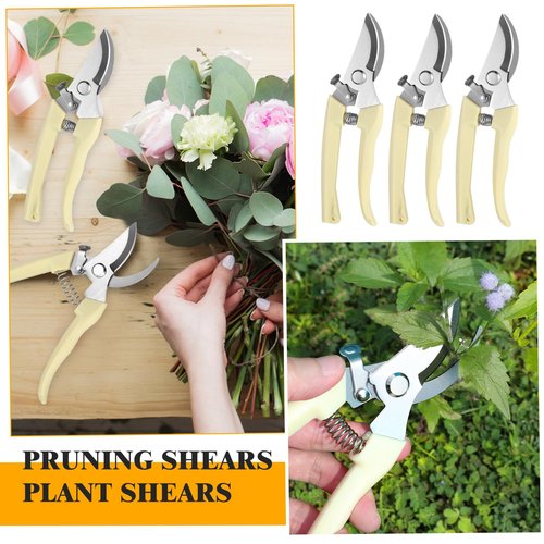 30Pcs Pruning Shears for Gardening, Beige Garden Clippers Handheld Heavy Duty Plant Scissors Bypass Pruning Shears for Gardening Yard Hedge Flowers Tree Trimming Plant Cutter