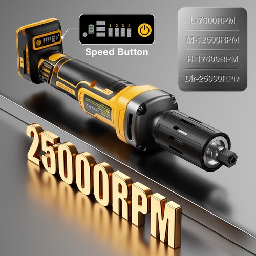Die Grinder for Dewalt 20V MAX Battery, Cordless Die Grinder with 25000RPM Brushless Motor, 1/4" Precision Collect, Variable Speed Grinder for Metal Wood Grinding Cut Sanding (Battery not Included)