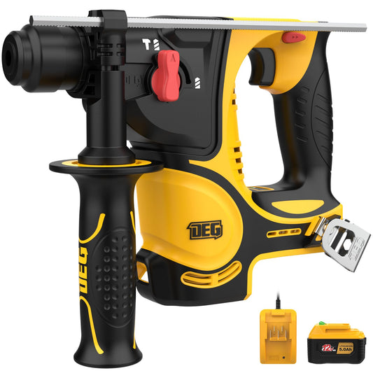 1-1/4 Inch Rotary Hammer Drill,DEGLASERS 12V Max SDS-Plus Cordless Electric Hammer,4800 BPM Brushless Motor,2 Functions,Includes 5.0Ah Battery and charger for Concrete/Metal/Wood Drilling
