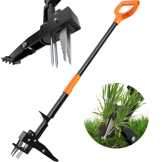 Tovve 4-Claw Weed Puller Tool, 42" Stand Up Gardening Hand Weeding Tool, Upgraded Iron Claw Garden Weeder with D-Handle, Root Weeder Tool with Weed-Eject Design - Standing up Mowing is Easier